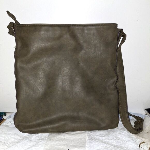 Army Green Women's Crossbody Purse Shoulder Bag Embroidered Vinyl Boho Hippie - Picture 10 of 11